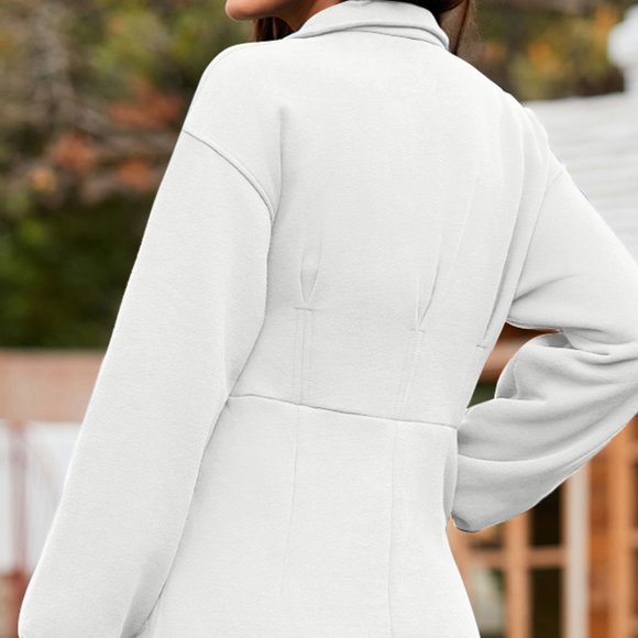 Half Zip Collared Neck Slit Midi Dress - Picture 6 of 7